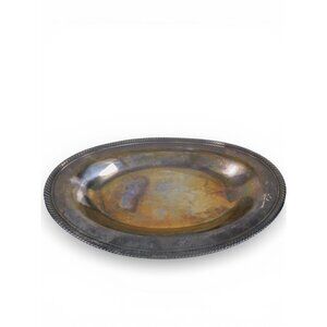 Wm Rogers Silverplate Oval Serving Platter Rope Edge 12.5” Vintage